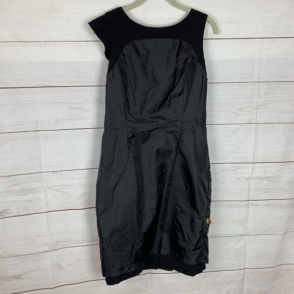 Calvin Klein Dress Black 8 Medium Ruffle Bodycon Formal Classic Zipper Career - Picture 13 of 16